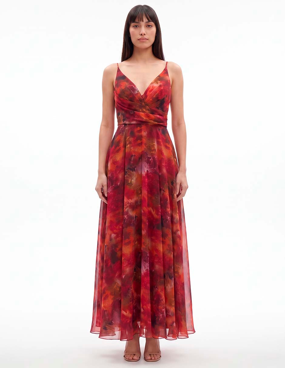 Vestido maxi de fiesta escote profundo