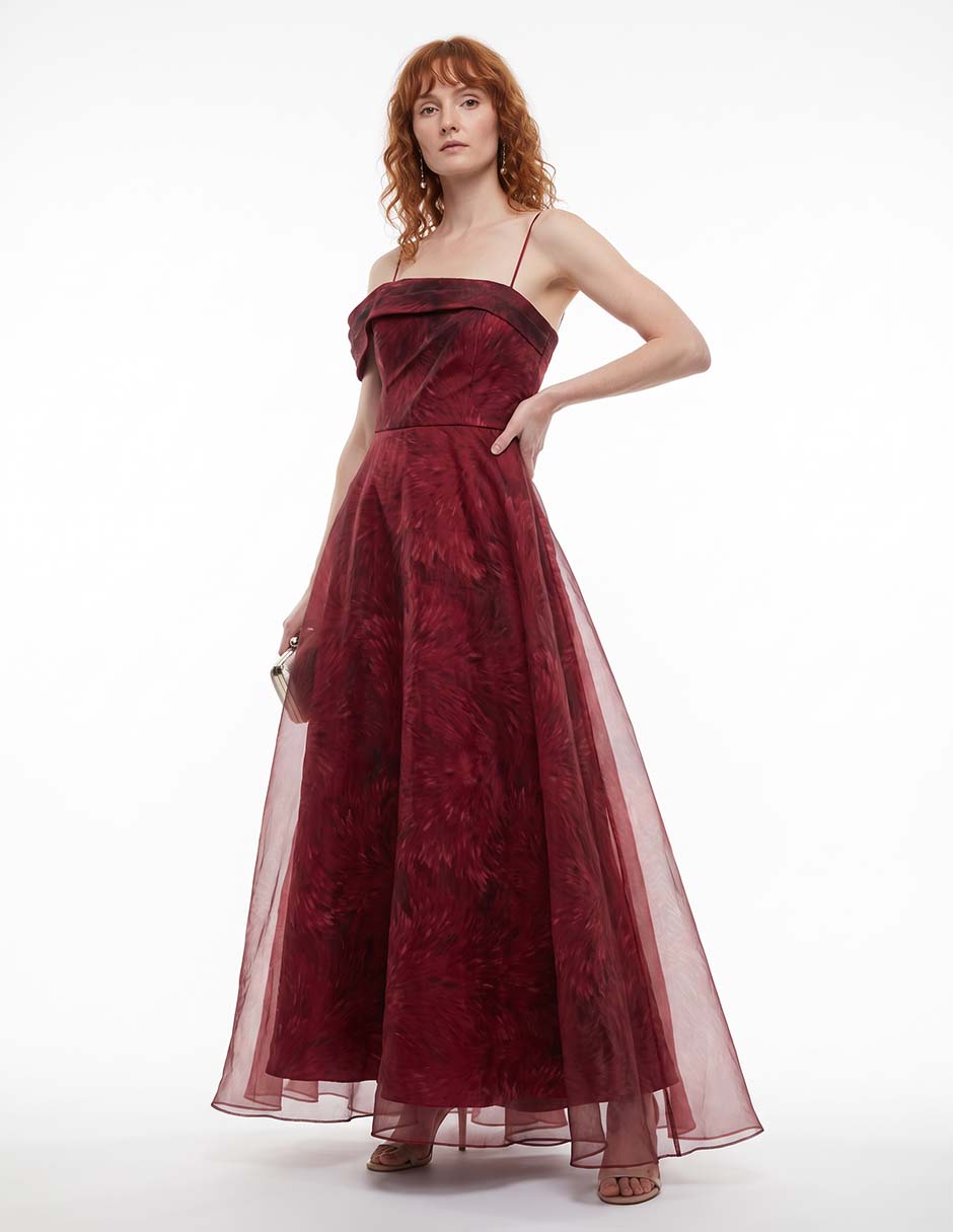 Vestido maxi de fiesta escote medio