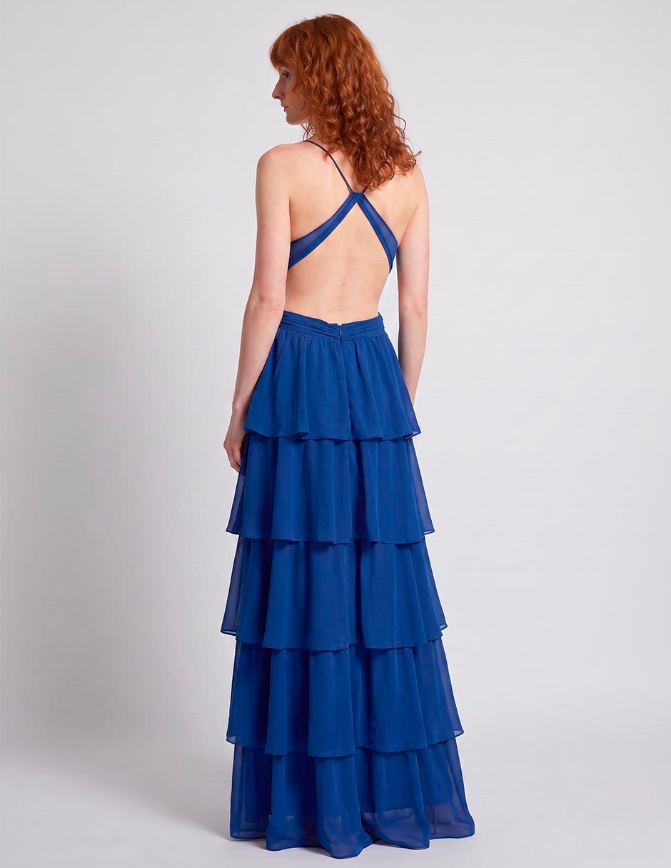 Vestido Maxi de Fiesta Rue de La Paix Espalda Cruzada