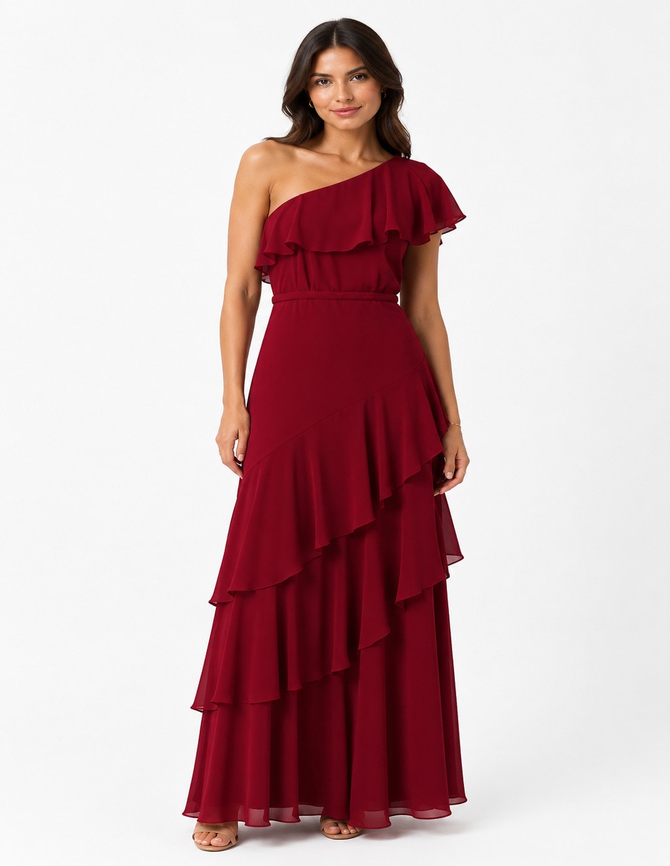 Vestido largo de fiesta escote Regular