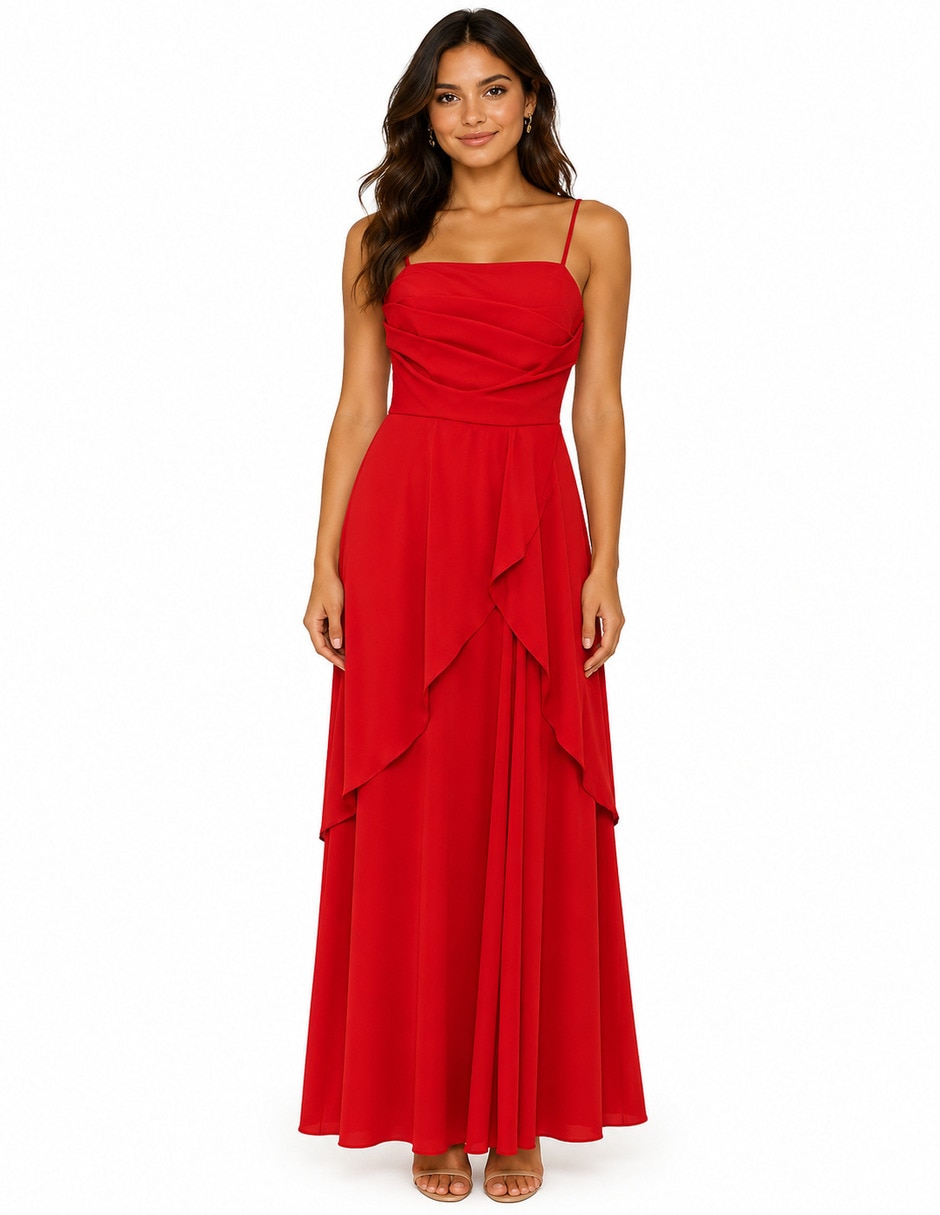 Vestido largo de fiesta escote Regular