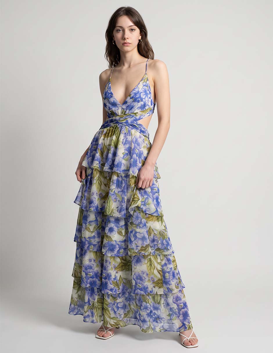 Vestido Maxi de Fiesta Rue de La Paix Espalda Cruzada