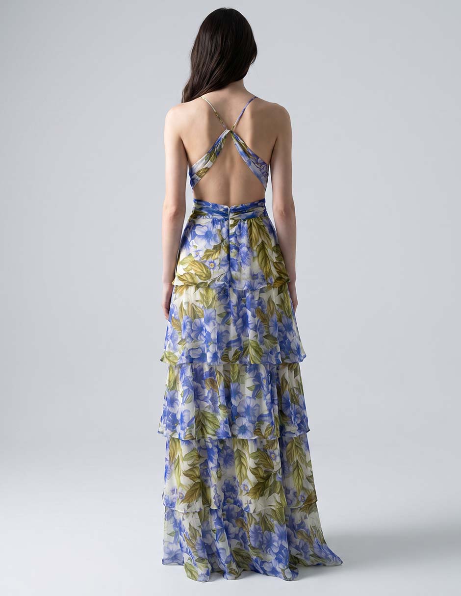 Vestido Maxi de Fiesta Rue de La Paix Espalda Cruzada