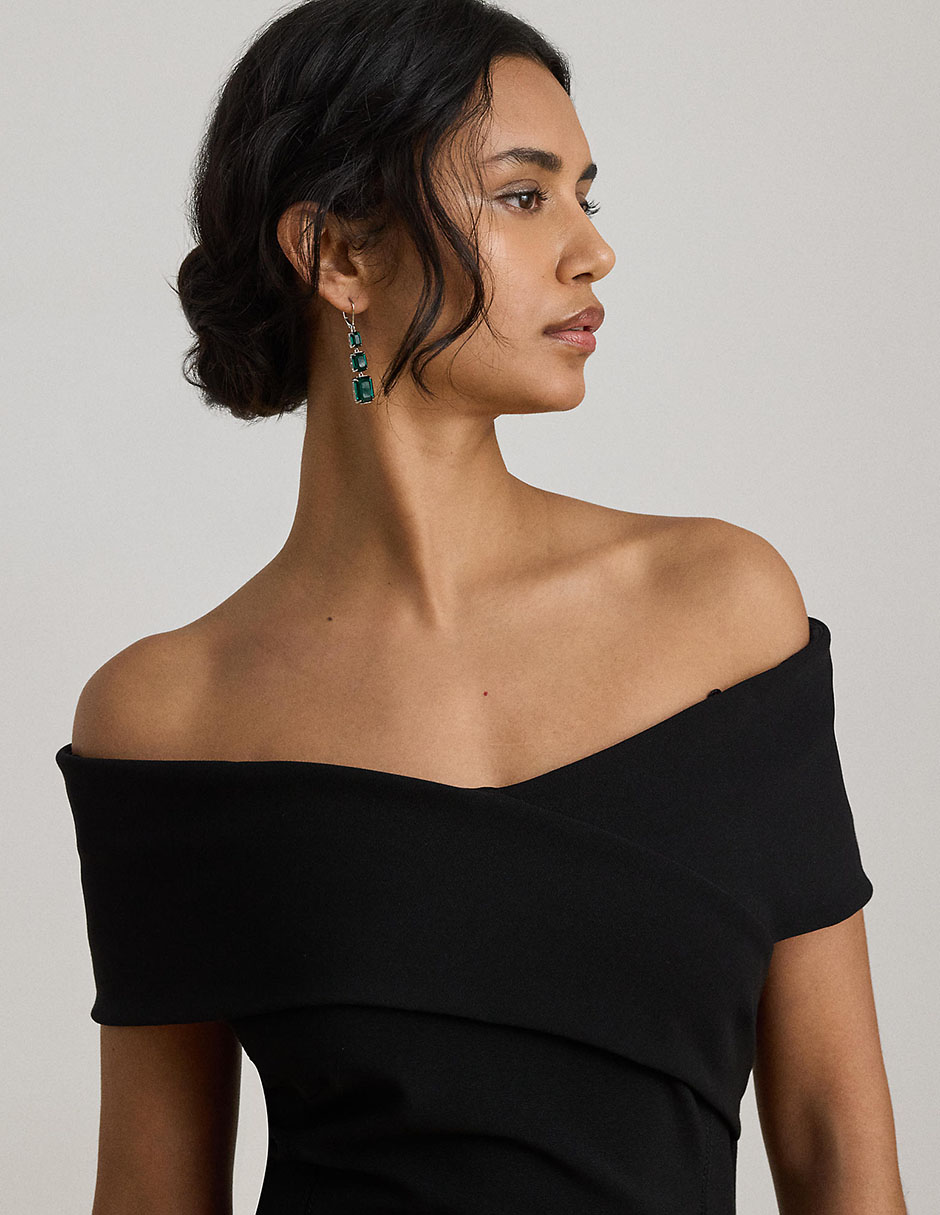 Vestido maxi de fiesta escote bardot