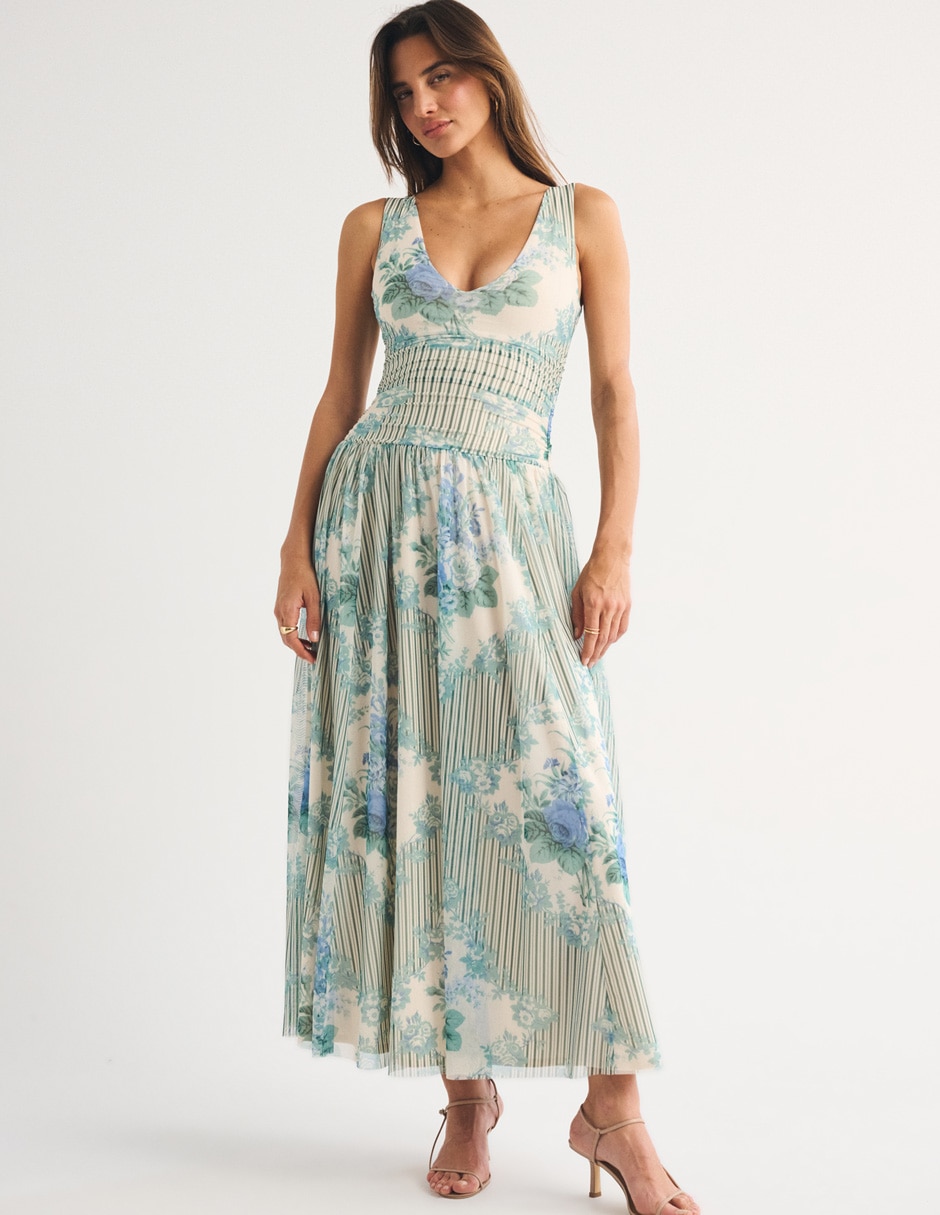 Vestido maxi fiesta abercrombie & fitch para mujer