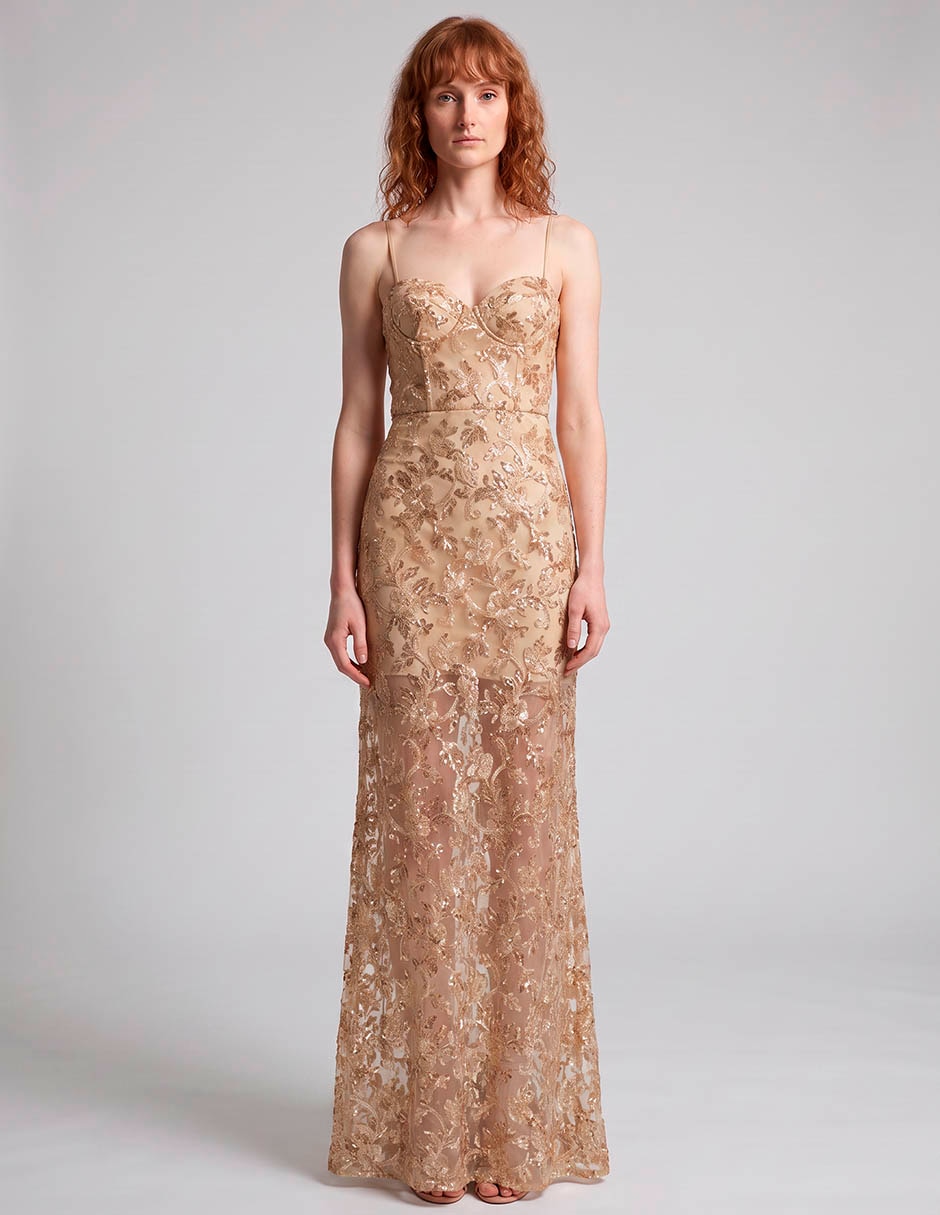 Vestido maxi de fiesta escote medio