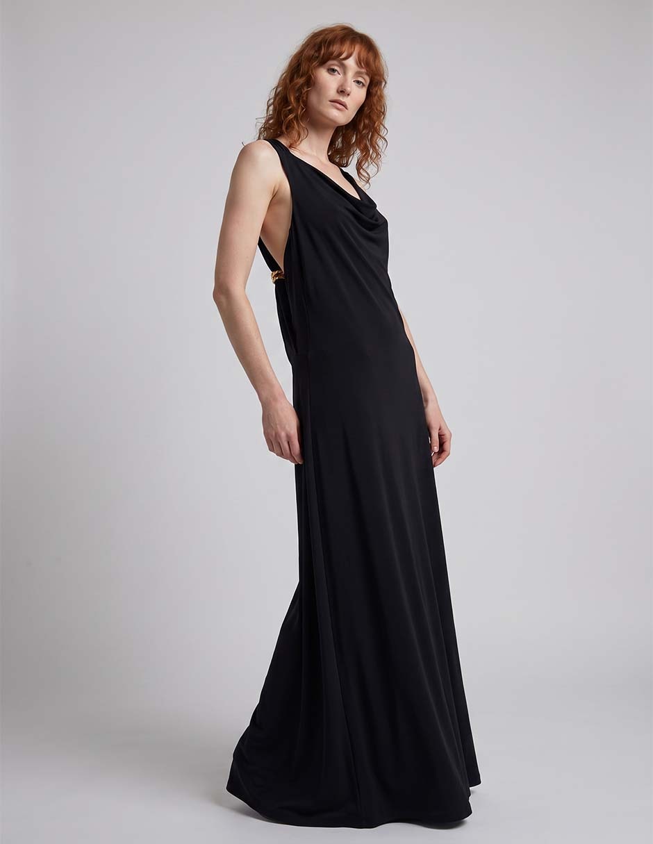 Vestido maxi de fiesta escote v