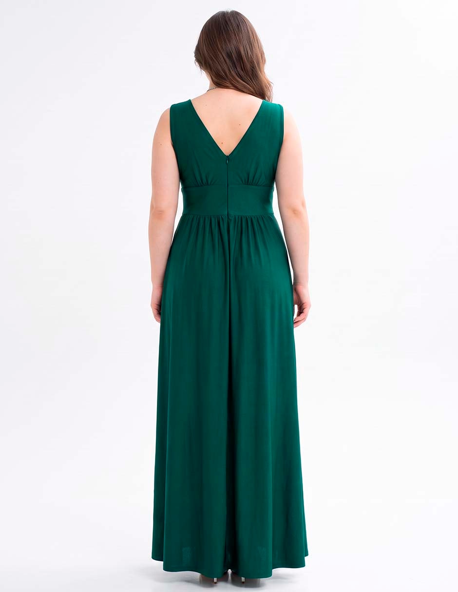 Vestido maxi de fiesta escote v