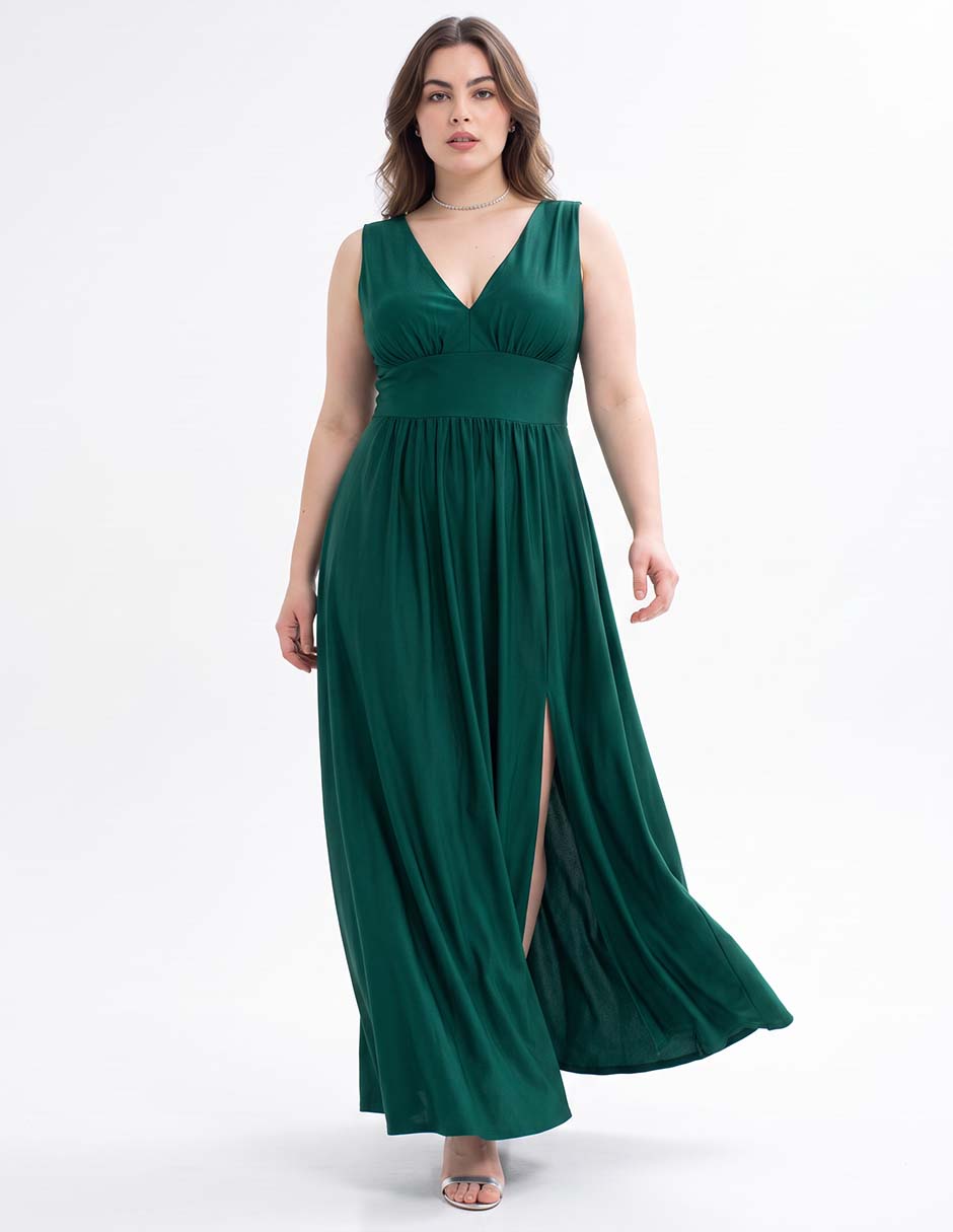 Vestido maxi de fiesta escote v