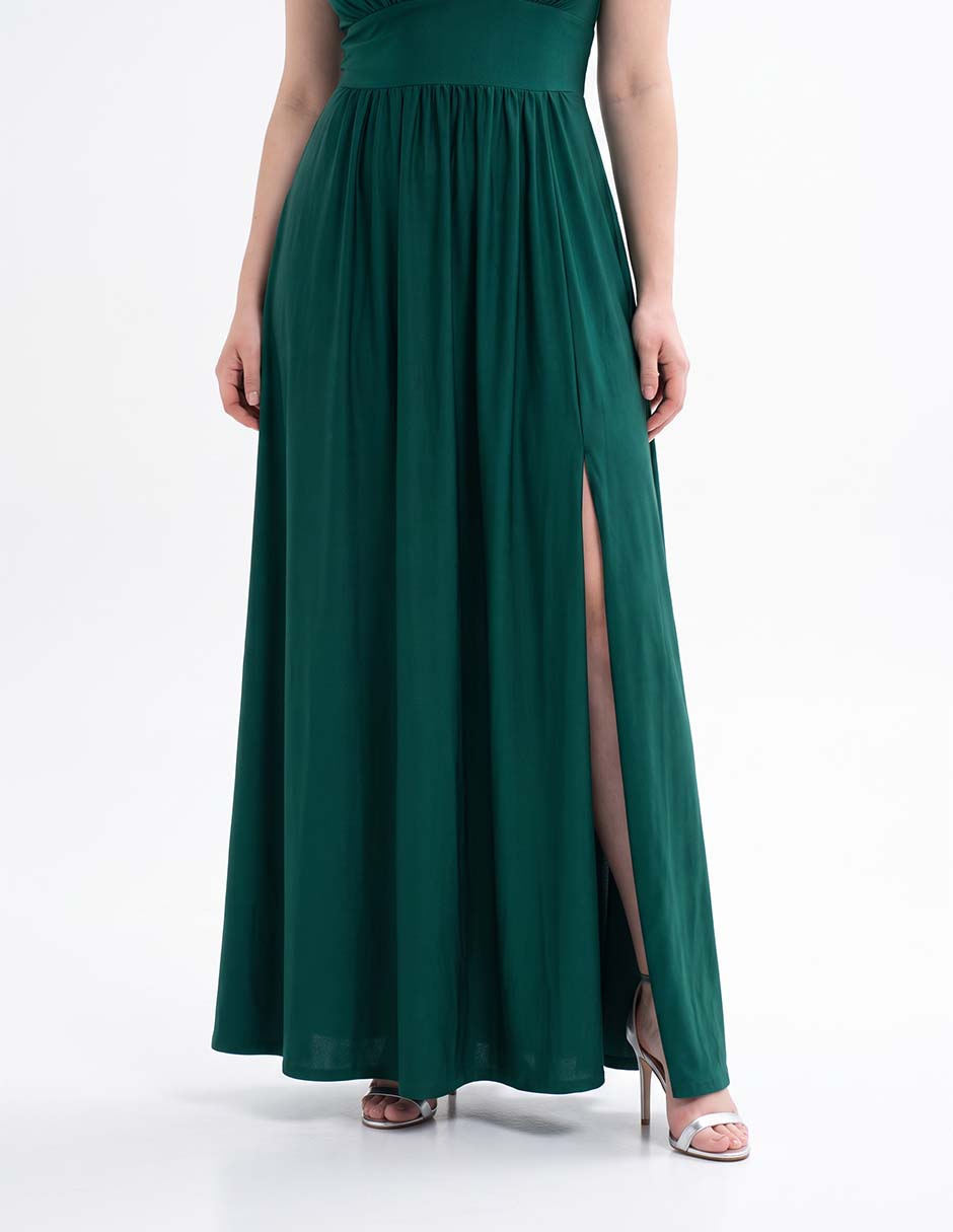 Vestido maxi de fiesta escote v