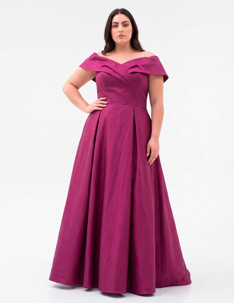 Vestido maxi de fiesta escote bardot