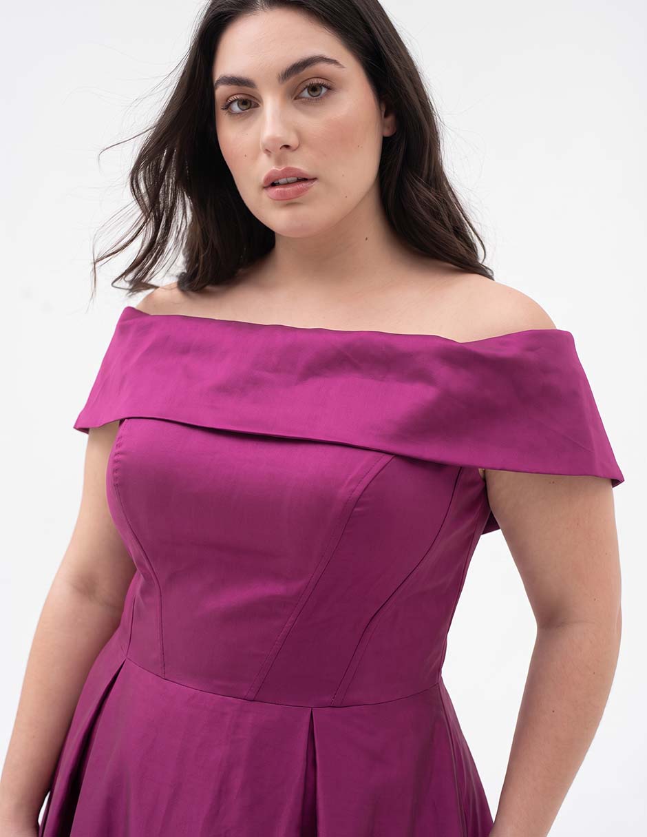 Vestido maxi de fiesta escote bardot