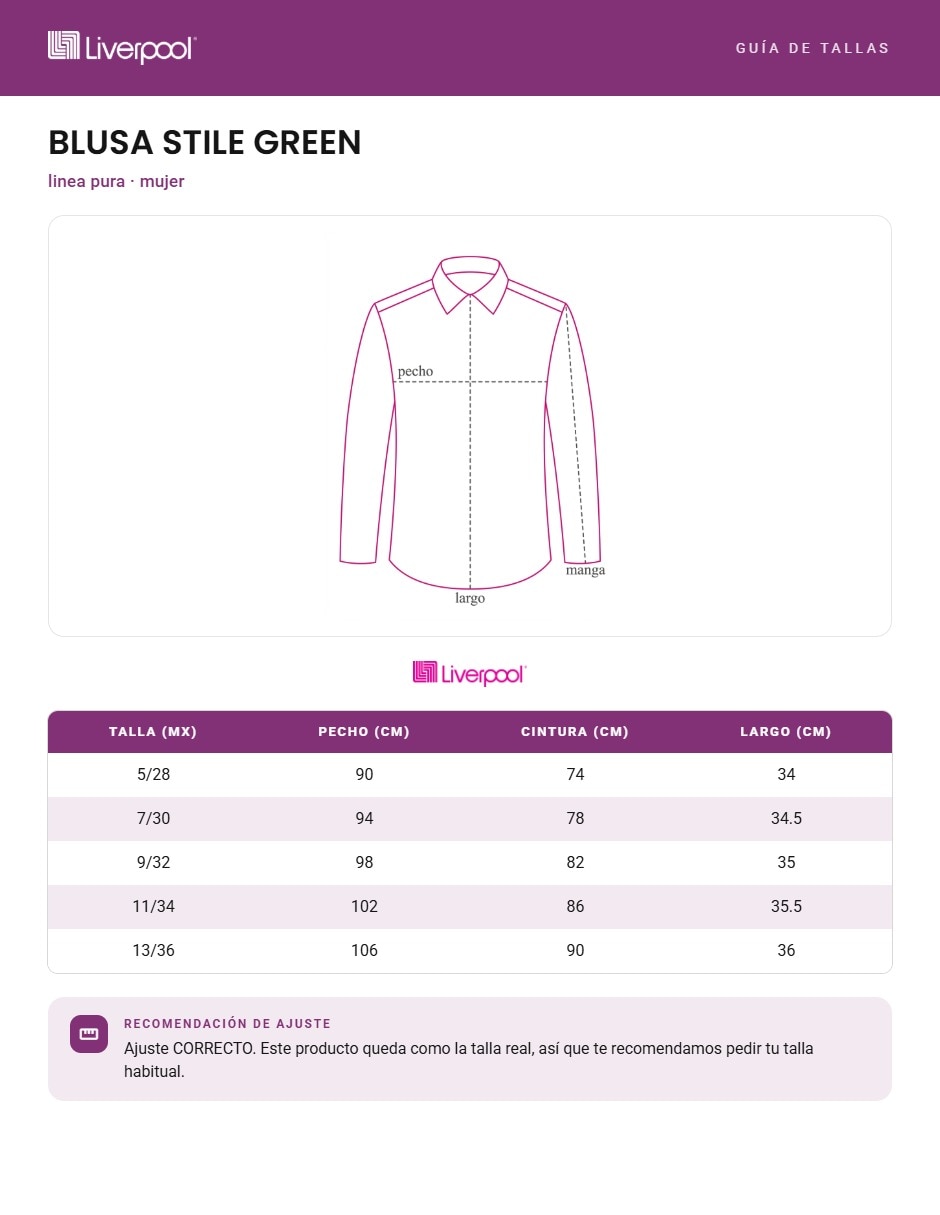 Blusa stile green manga 3/4 para mujer 8