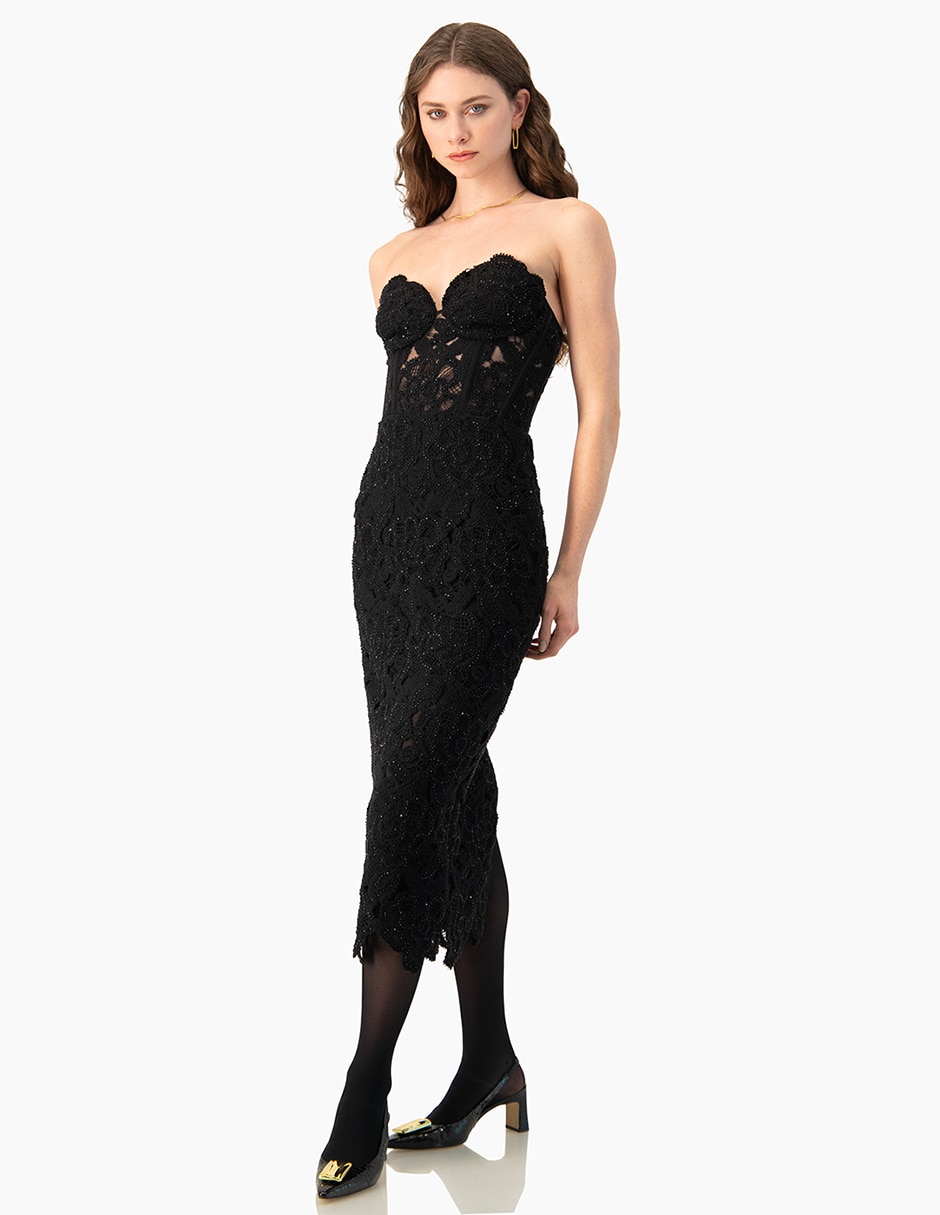 Vestido Midi de fiesta escote de corazón para mujer 3