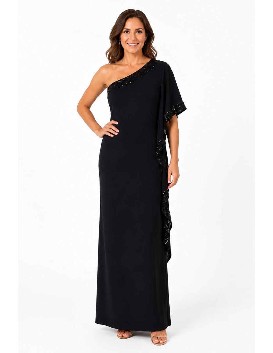 Vestido maxi de fiesta escote regular