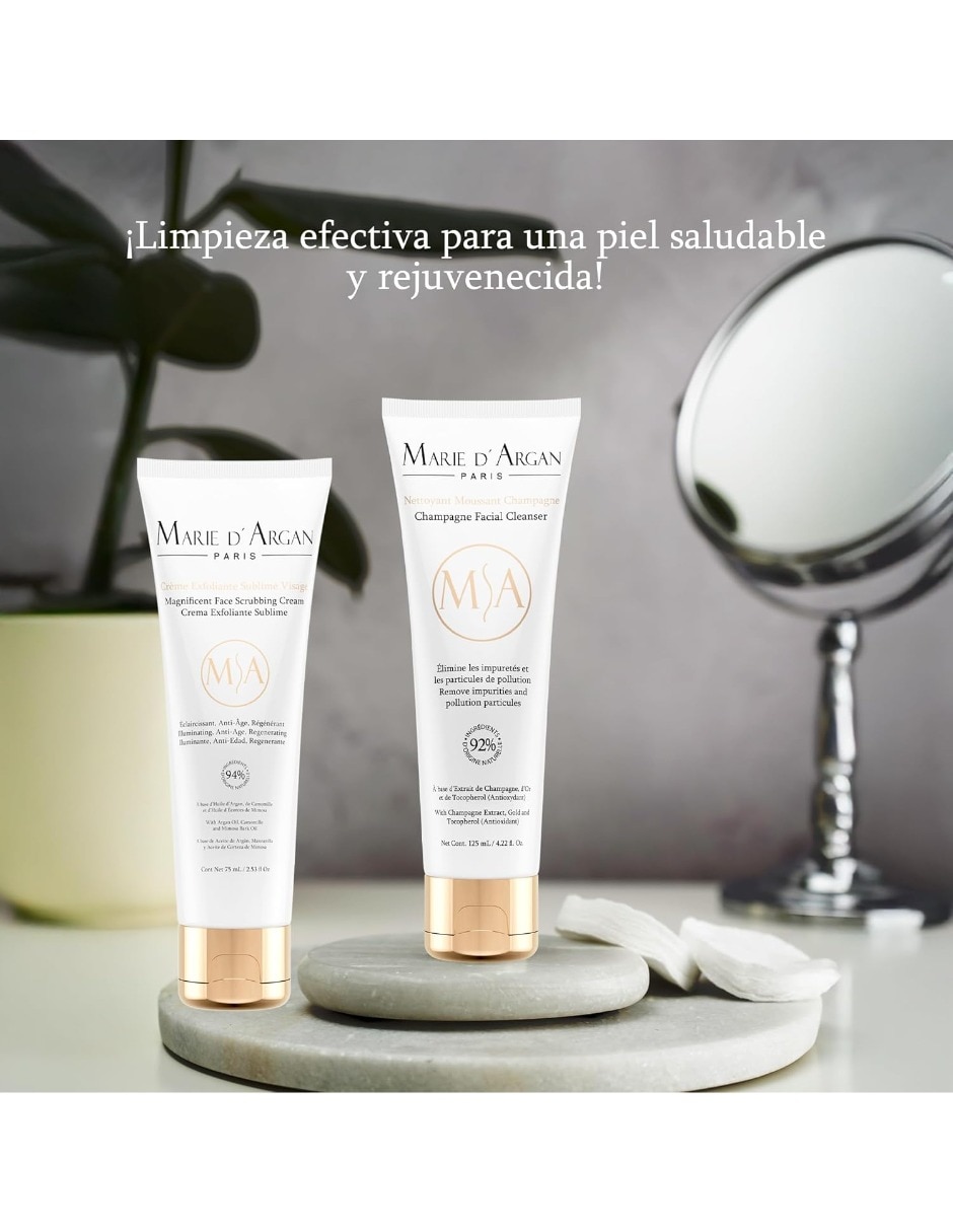 Kit de exfoliante facial Champagne y Limpiador Marie D' Argan para todo tipo de piel