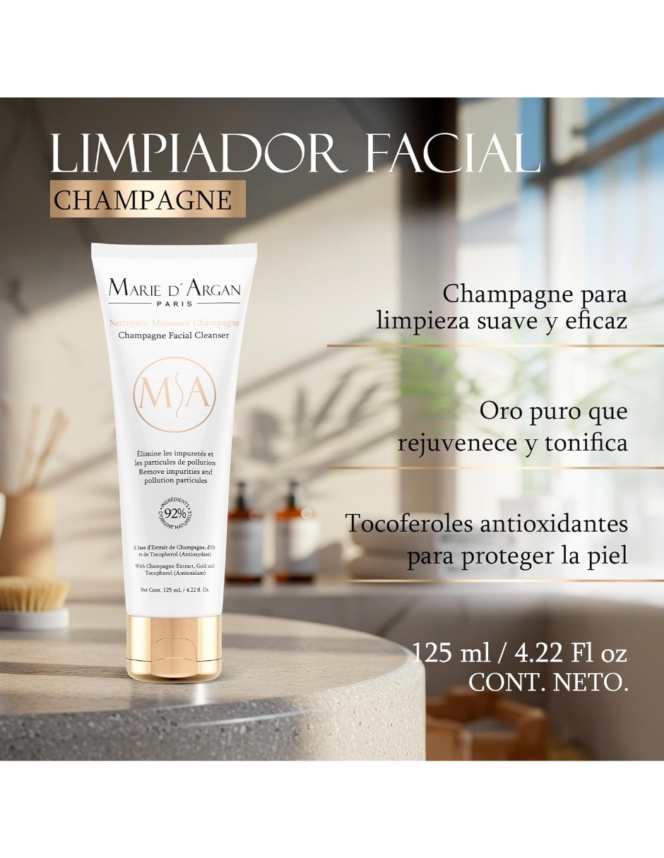 Kit de exfoliante facial Champagne y Limpiador Marie D' Argan para todo tipo de piel