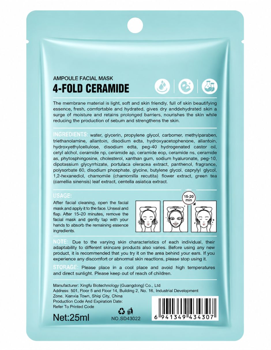 Set mascarilla facial Reafirmantes Y Nutritiva 4 Ceramidas para Fortalecimiento Sadoer