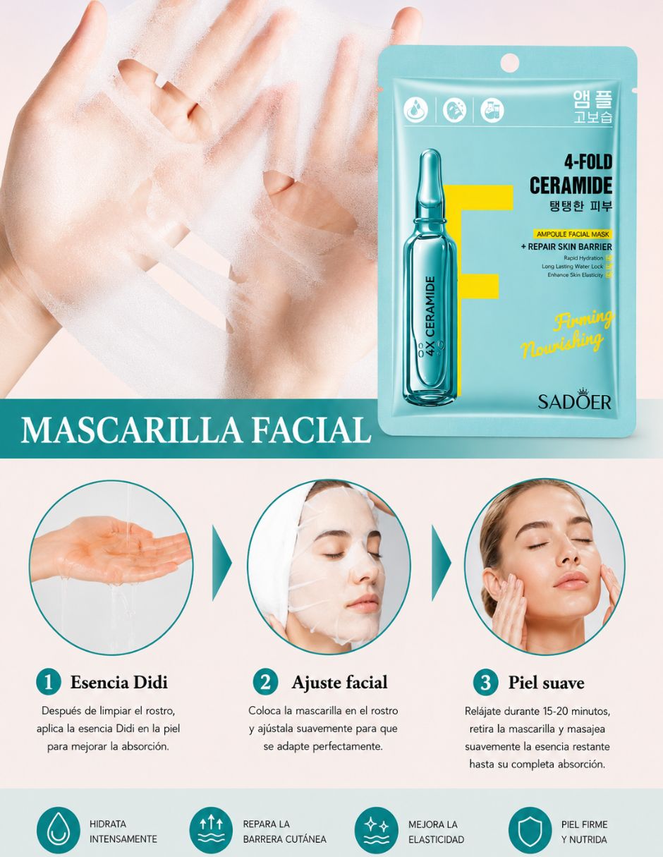 Set mascarilla facial Reafirmantes Y Nutritiva 4 Ceramidas para Fortalecimiento Sadoer