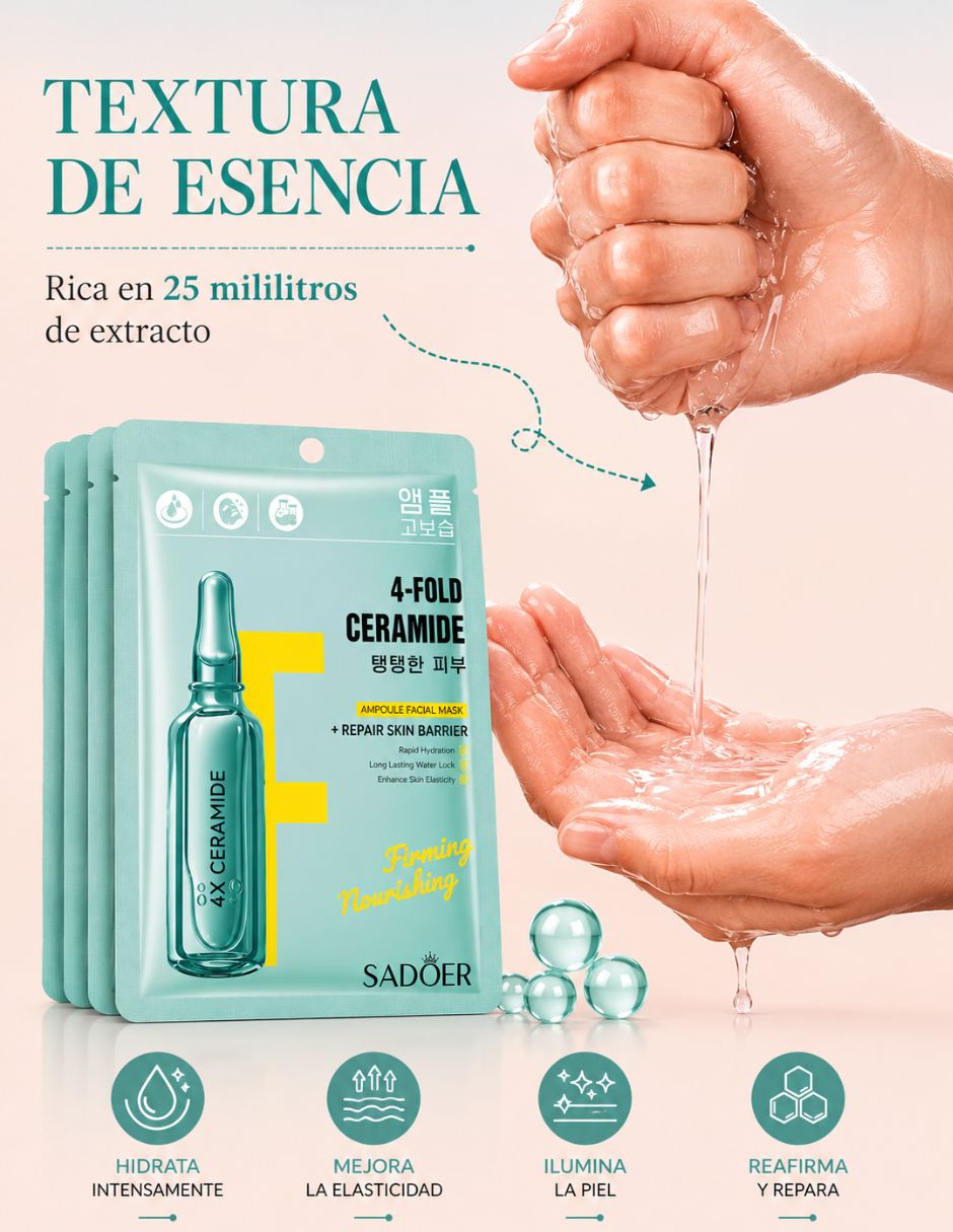 Set mascarilla facial Reafirmantes Y Nutritiva 4 Ceramidas para Fortalecimiento Sadoer